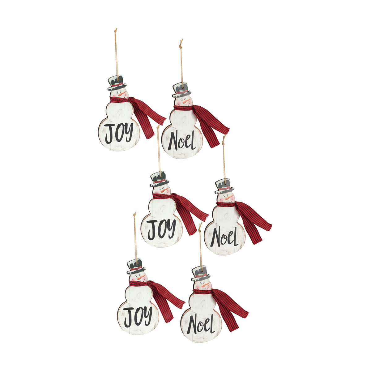 Metal Snowman Sentiment Ornament with Scarf (Set of 6) -Ship Only