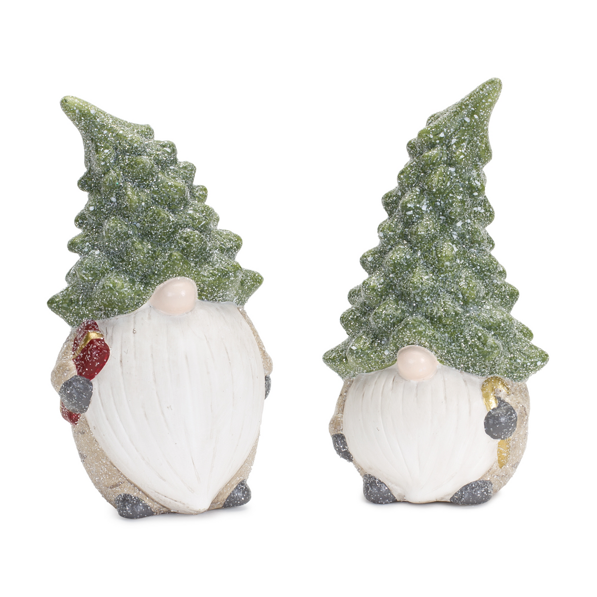 Terra Cotta Gnome Figurine with Pine Tree Hat (Set of 2) -Ship Only