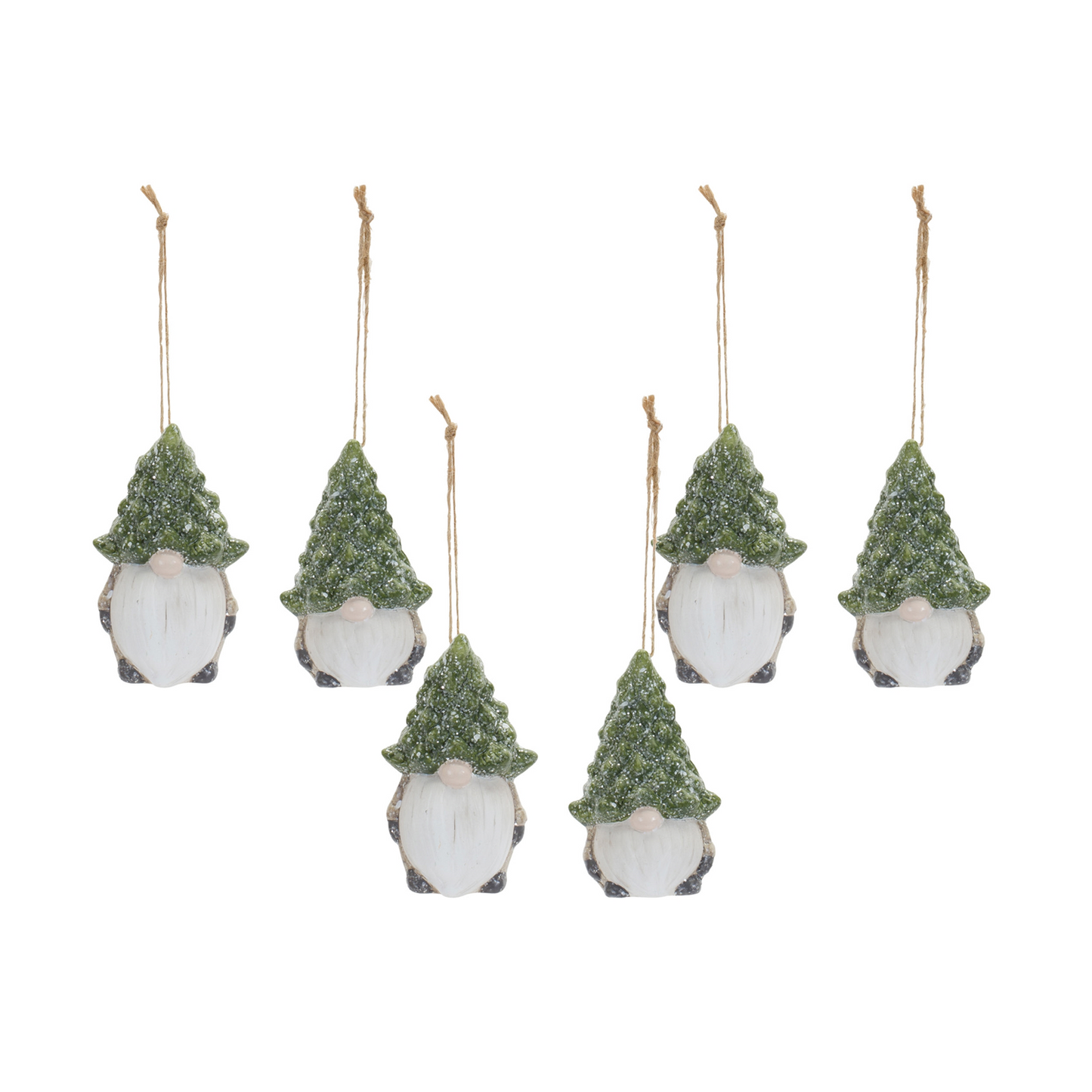 Terra Cotta Gnome with Pine Tree Hat Ornament (Set of 6) -Ship Only