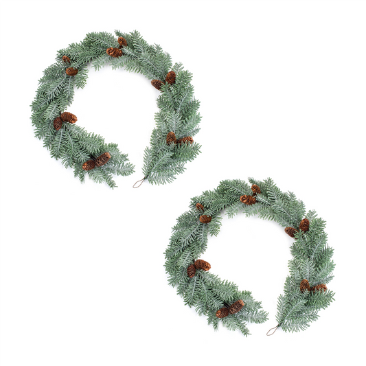 Winter Pine Garland with Pinecone Accents (Set of 2) -Ship Only