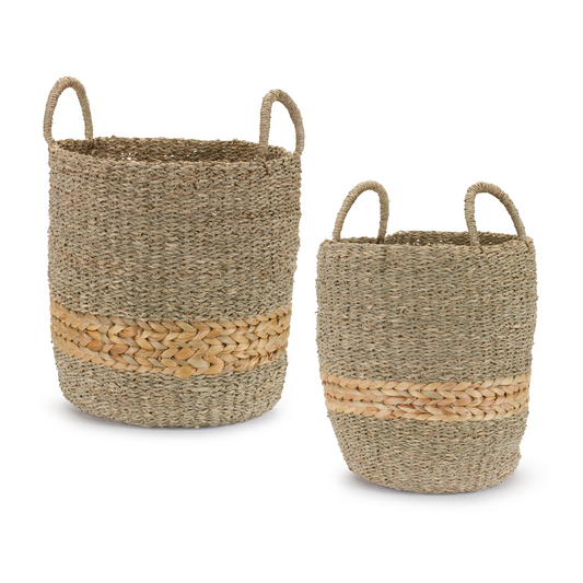 Basket (Set of 2) 12"D x 13"H, 14.5"D x 14.75"H Seagrass -Ship Only