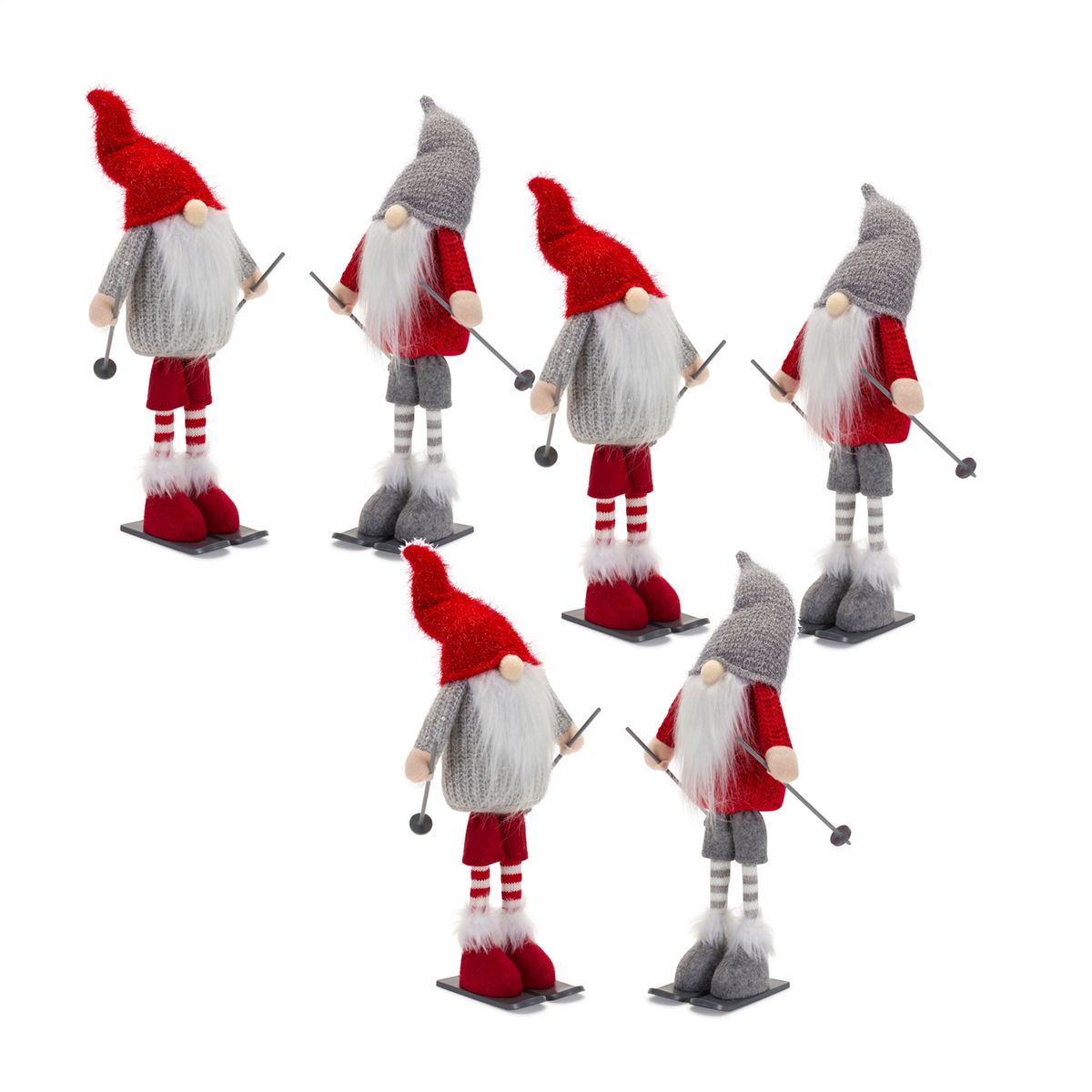 Plush Standing Gnome Skier (Set of 6) -Ship Only