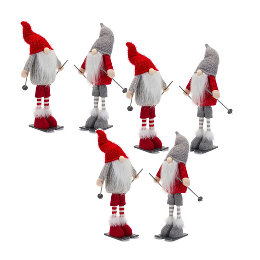Plush Standing Gnome Skier (Set of 6) -Ship Only