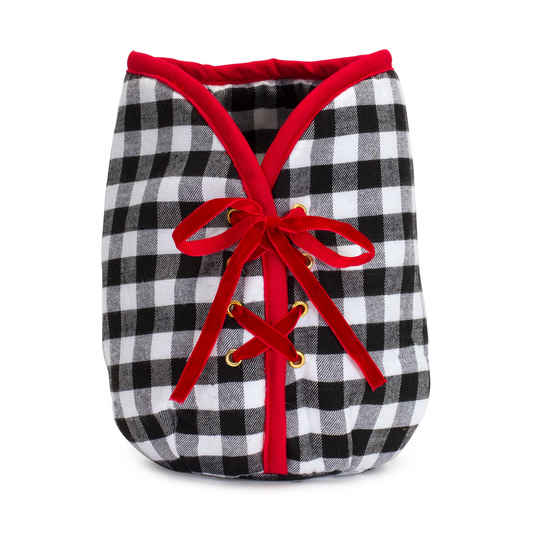 Plaid Christmas Tree Pot Cover 9"H -Ship Only