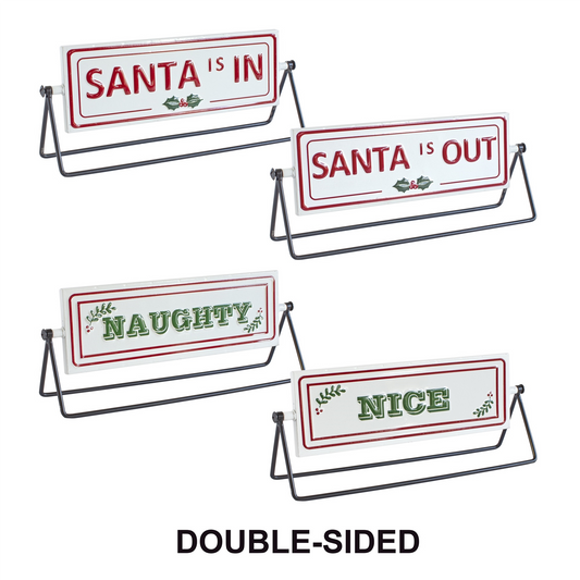 Reversible Christmas Sentiment Metal Table Sign (Set of 2) -Ship Only