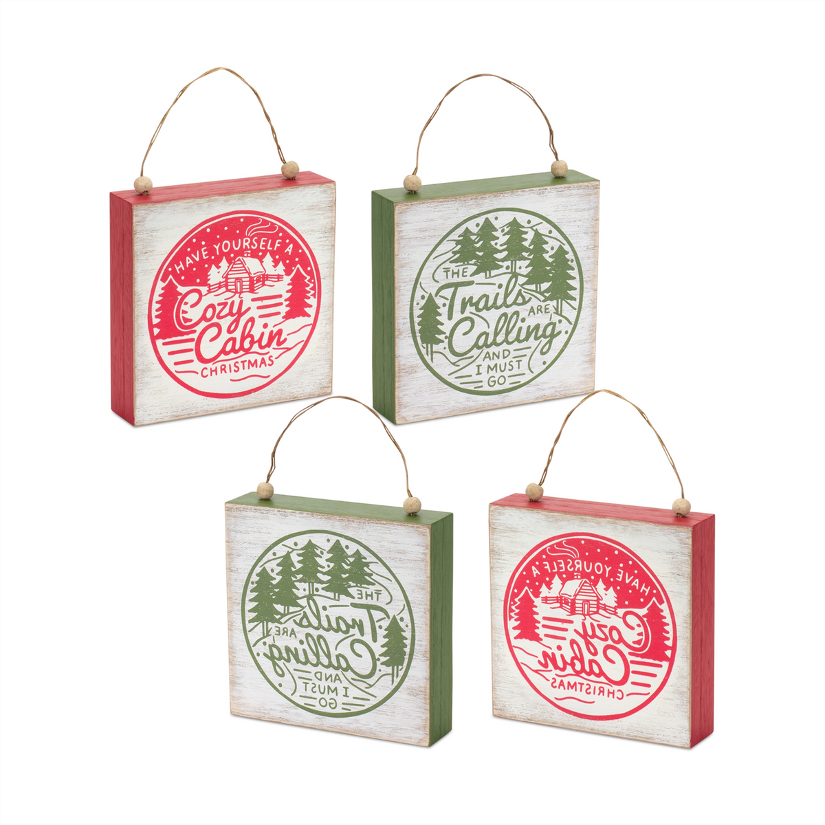 Winter Cabin and Trails Sentiment Sign (Set of 4) -Ship Only