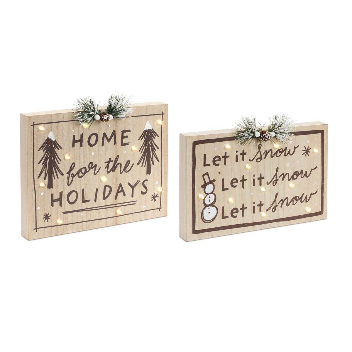LED Holiday and Snow Sign (Set of 2) -Ship Only