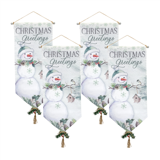 Traditional Christmas Greetings Canvas Banner (Set of 4) -Ship Only