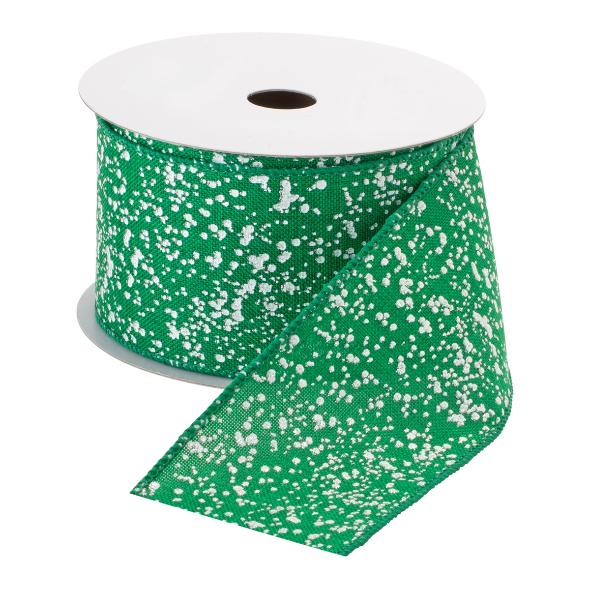 Green and White Speckle Wired Ribbon (Set of 3) -Ship Only