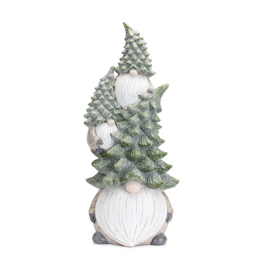 Stone Holiday Gnome Stack with Pine Tree Hat 23.25"H -Ship Only