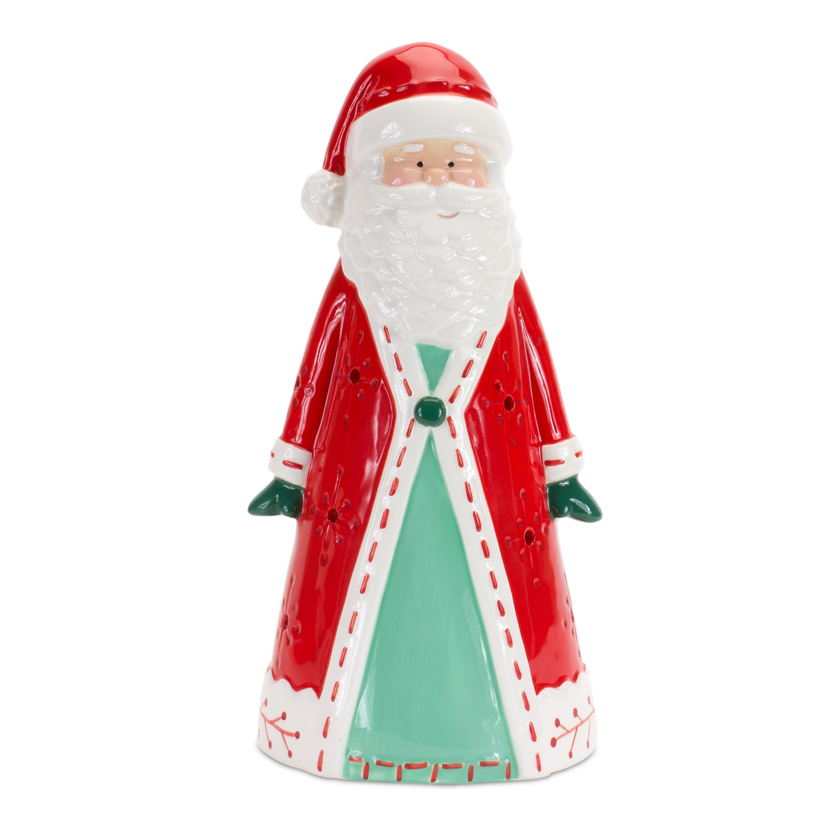 Ceramic Santa Tea Light Holder 10.25"H -Ship Only