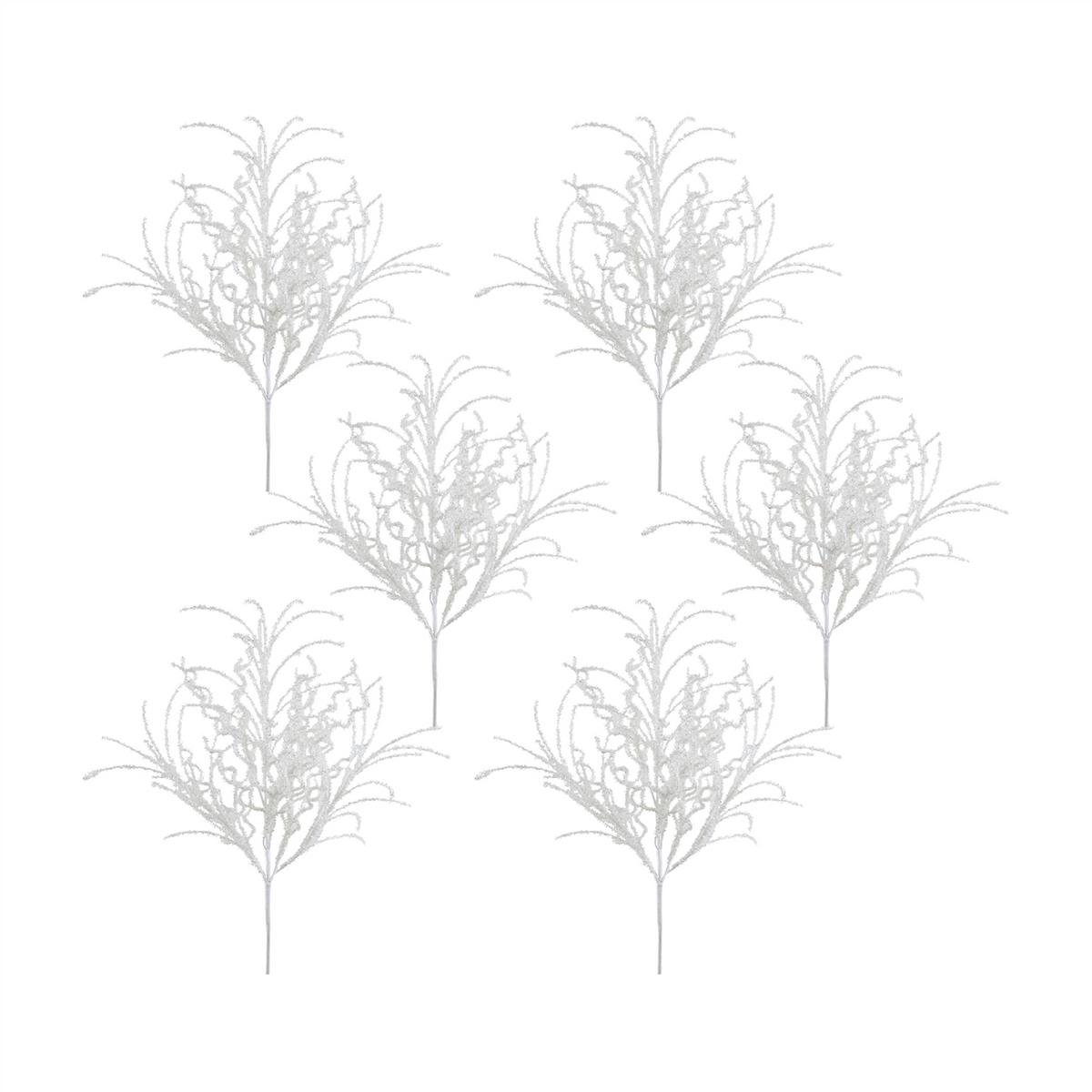 White Glitter Twig Bush (Set of 6) -Ship Only