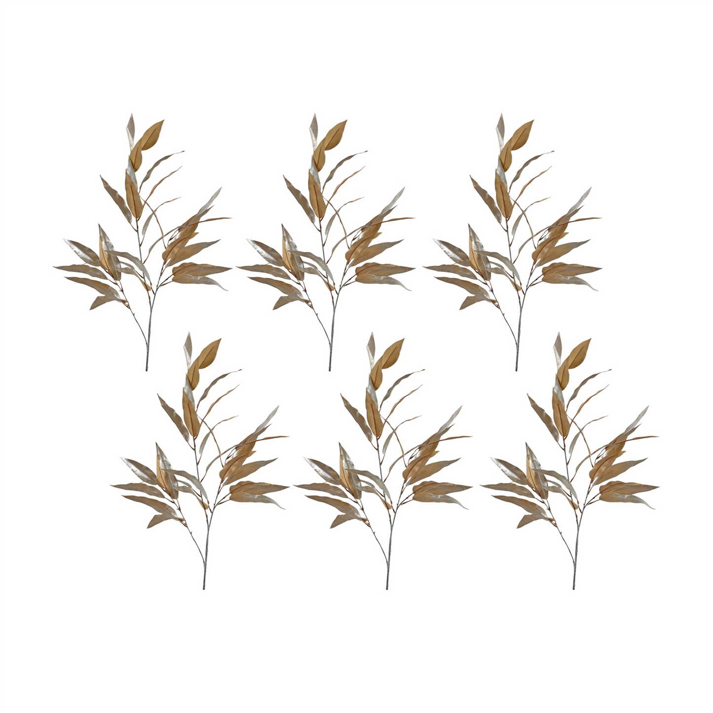 Gold Long Blade Eucalyptus Leaf Spray (Set of 6) -Ship Only