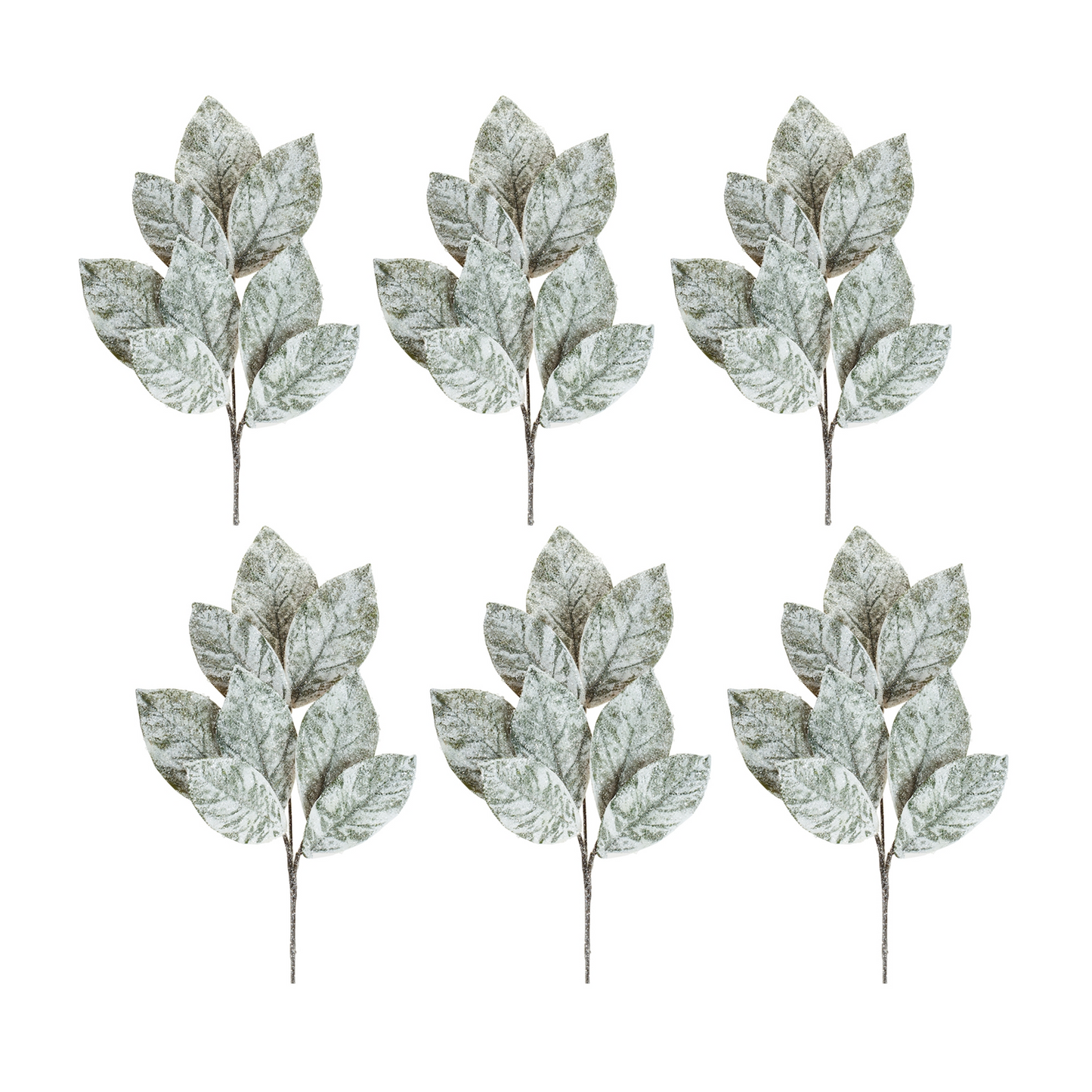Frosted Winter Magnolia Leaf Spray (Set of 6) -Ship Only