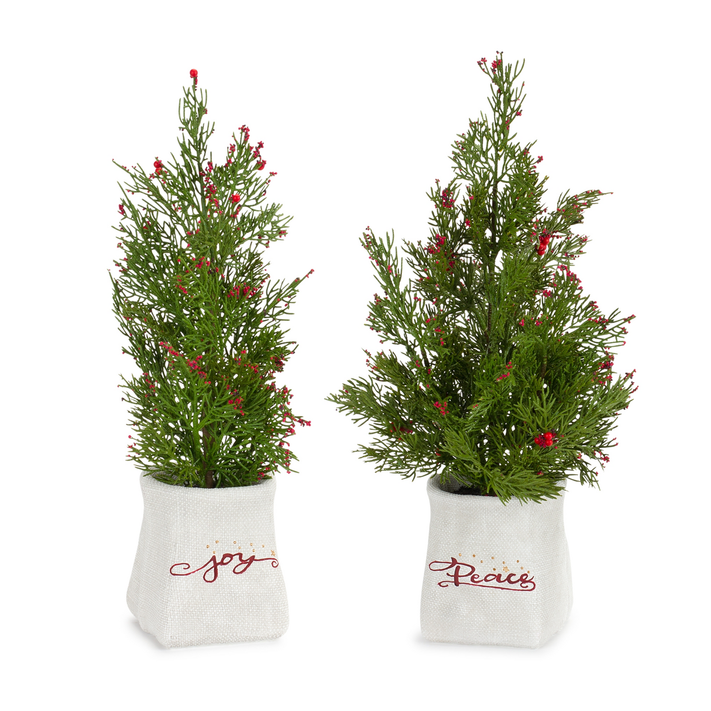 Mini Pine Tree with Berries in Ceramic Pot (Set of 2) -Ship Only