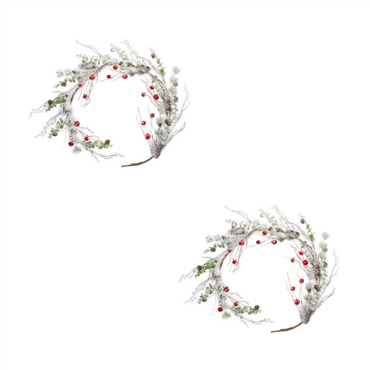 Snowy Flocked Twig Pine Garland with Sleigh Bells (Set of 2) -Ship Only