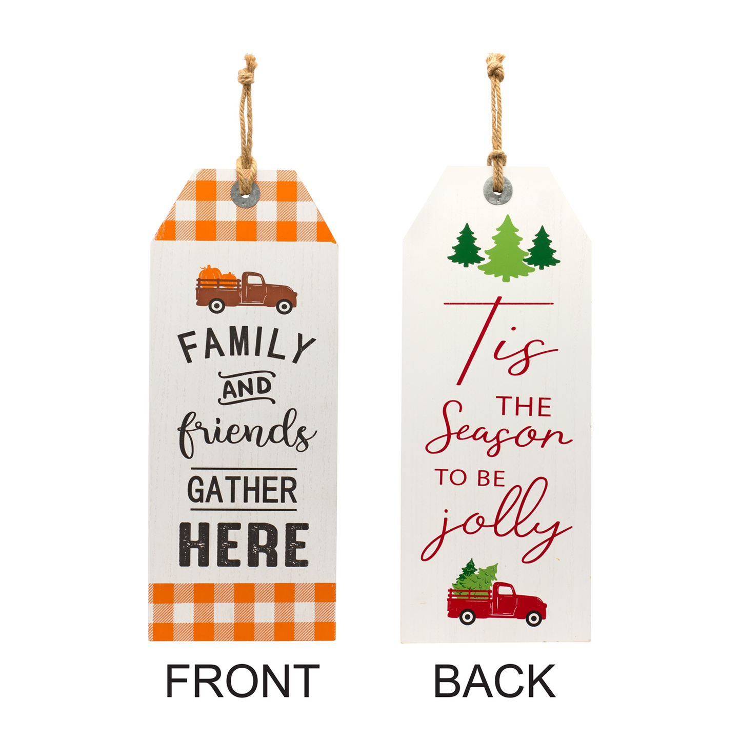 Reversible Fall Friends and Jolly Holiday Tag 23.5"H -Ship Only