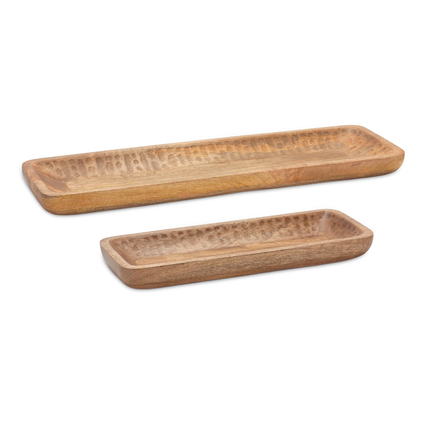 Natural Mango Wood Dough Bowl Tray (Set of 2) -Ship Only