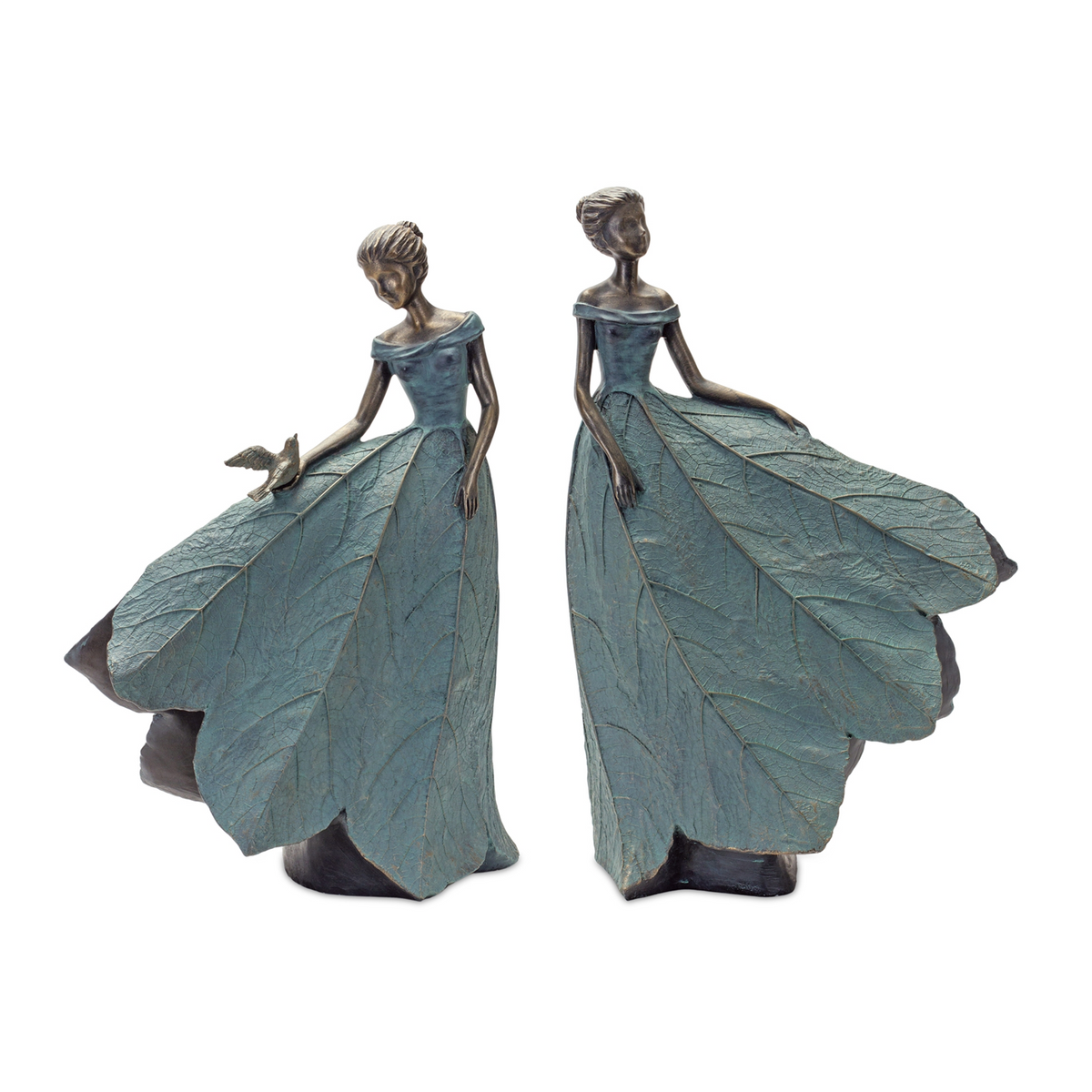 Garden Fairy Figurine with Flower Petal Dress (Set of 2) -Ship Only