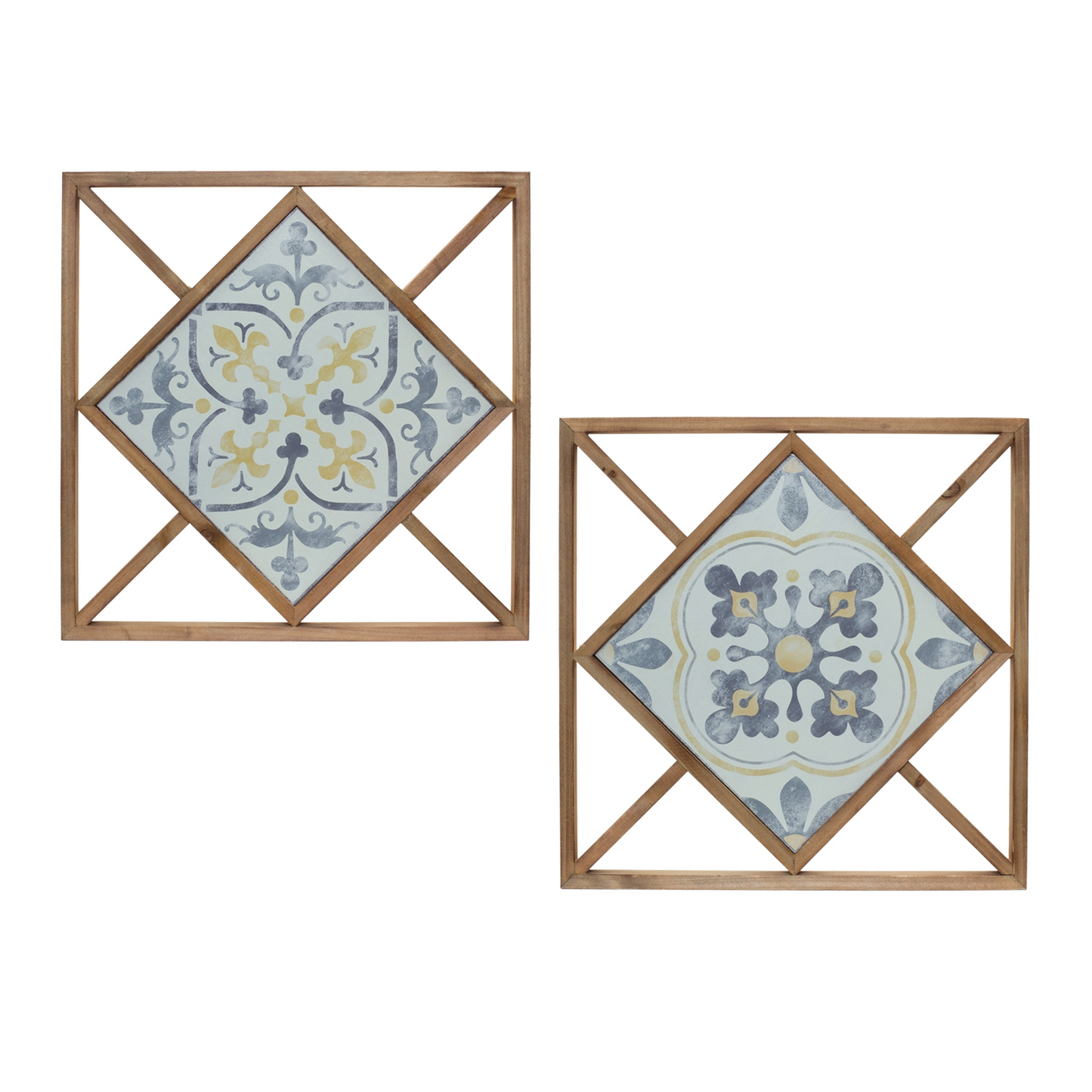 Framed Ornamental Wall Tile (Set of 2) 14.25"SQ -Ship Only