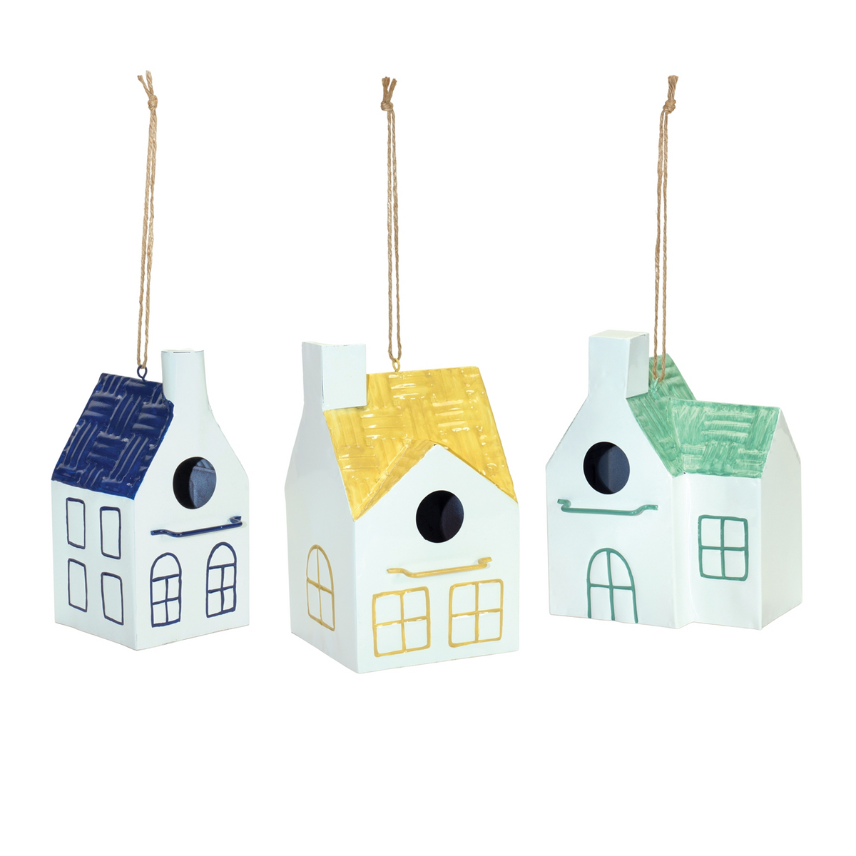 Bird House (Set of 3) 8.25"H, 8.5"H, 9"H Metal -Ship Only