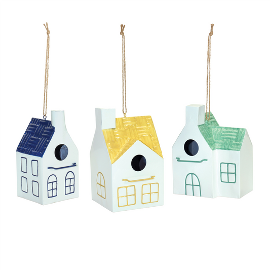 Bird House (Set of 3) 8.25"H, 8.5"H, 9"H Metal -Ship Only
