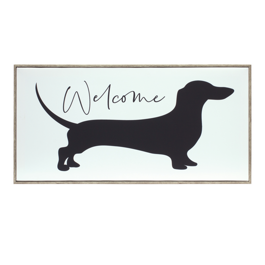 Wood Framed Dachshund Welcome Sign 19.75"L -Ship Only