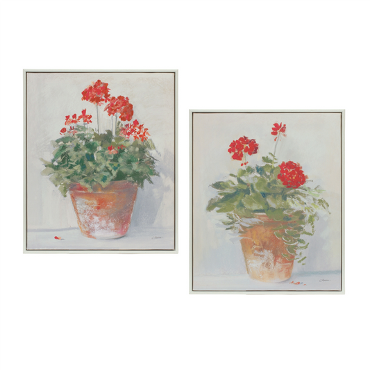 Framed Potted Geranium Print (Set of 2) -Ship Only