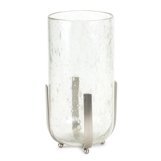 Candle Holder or Vase 6.25"D x 12.5"H Iron/Glass -Ship Only