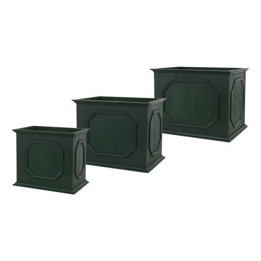 Green Wood Rectangle Platner Box (Set of 3) -Ship Only