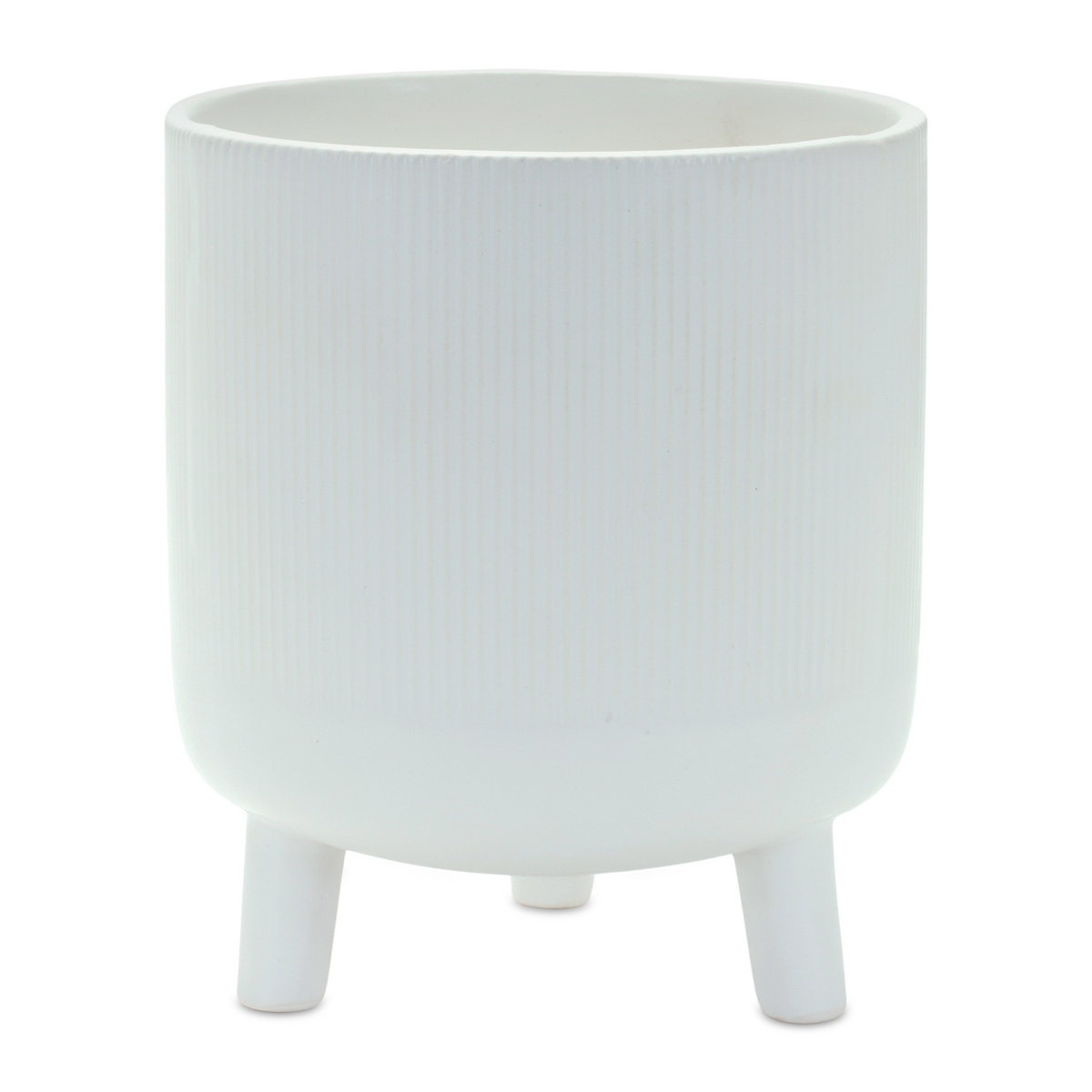 Ribbed Stone Footed Planter 7"H -Ship Only