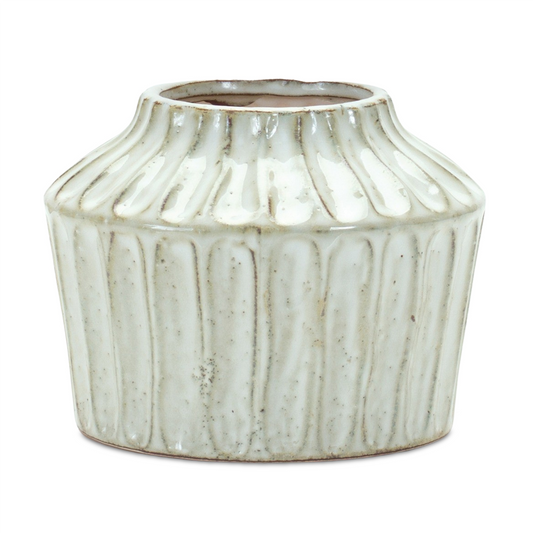Rustic Carved Clay Vase 5"H -Ship Only
