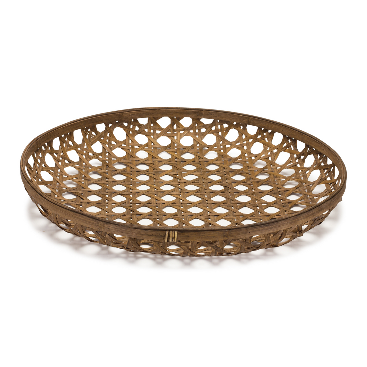 Large Round Bamboo Wooden Tray 26"D -Ship Only