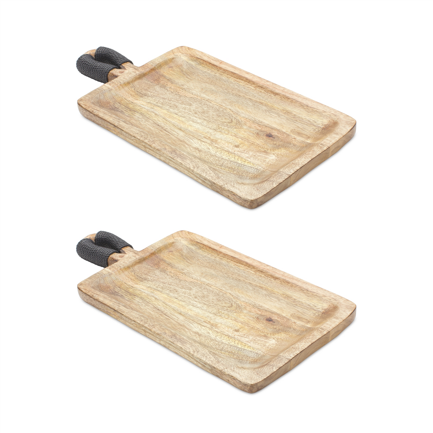 Mango Wood Cutting Board Style Tray (Set of 2) -Ship Only