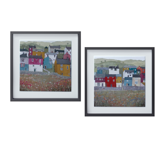 Wood Framed House Print (Set of 2) -Ship Only