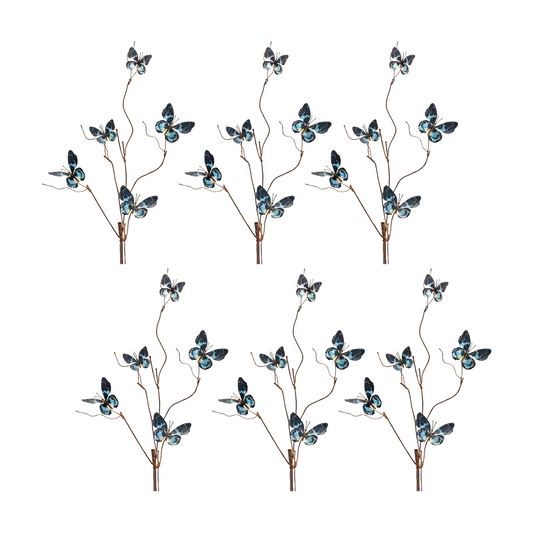 Blue and Black Wire Butterfly Spray (Set of 6) -Ship Only