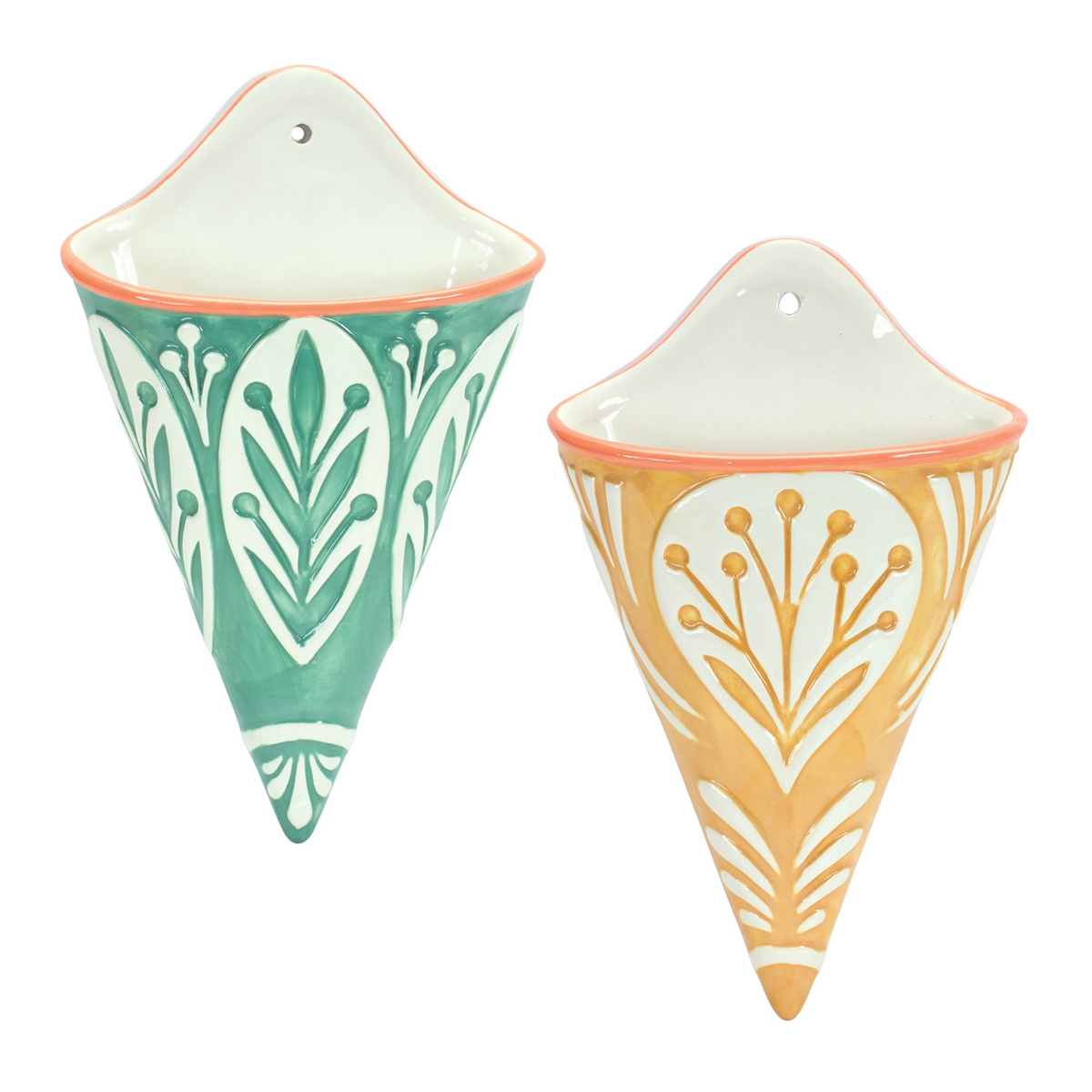 Ornamental Ceramic Wall Pocket (Set of 2) -Ship Only