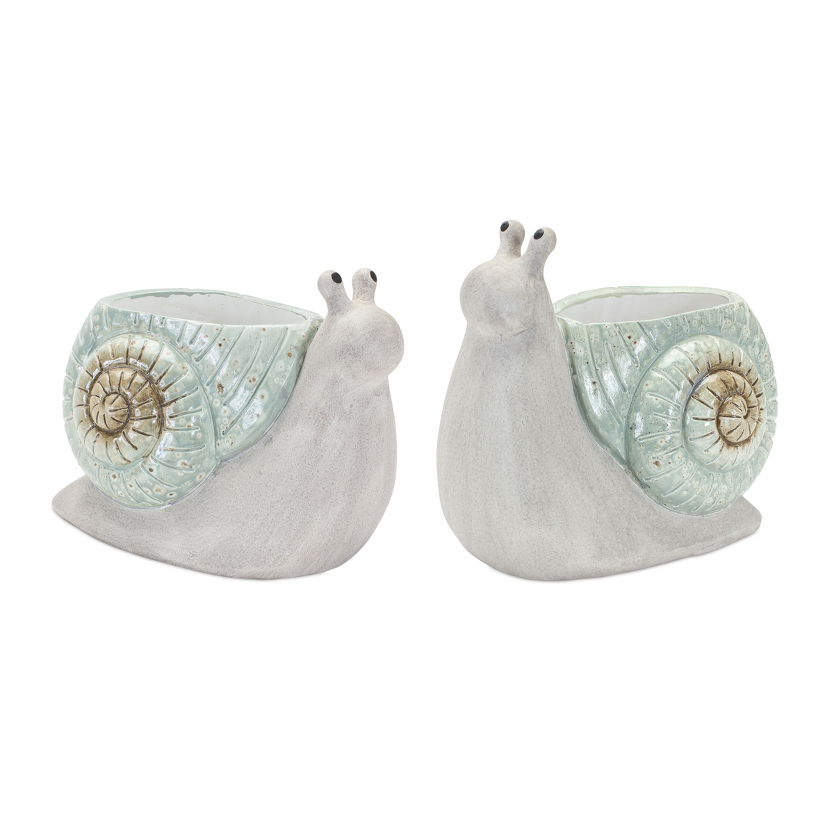 Whimsical Terra Cotta Garden Snail Planter (Set of 2) -Ship Only