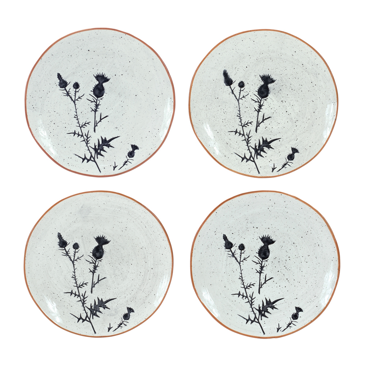Rustic Thistle Etched Plate with Speckled Finish (Set of 4) -Ship Only