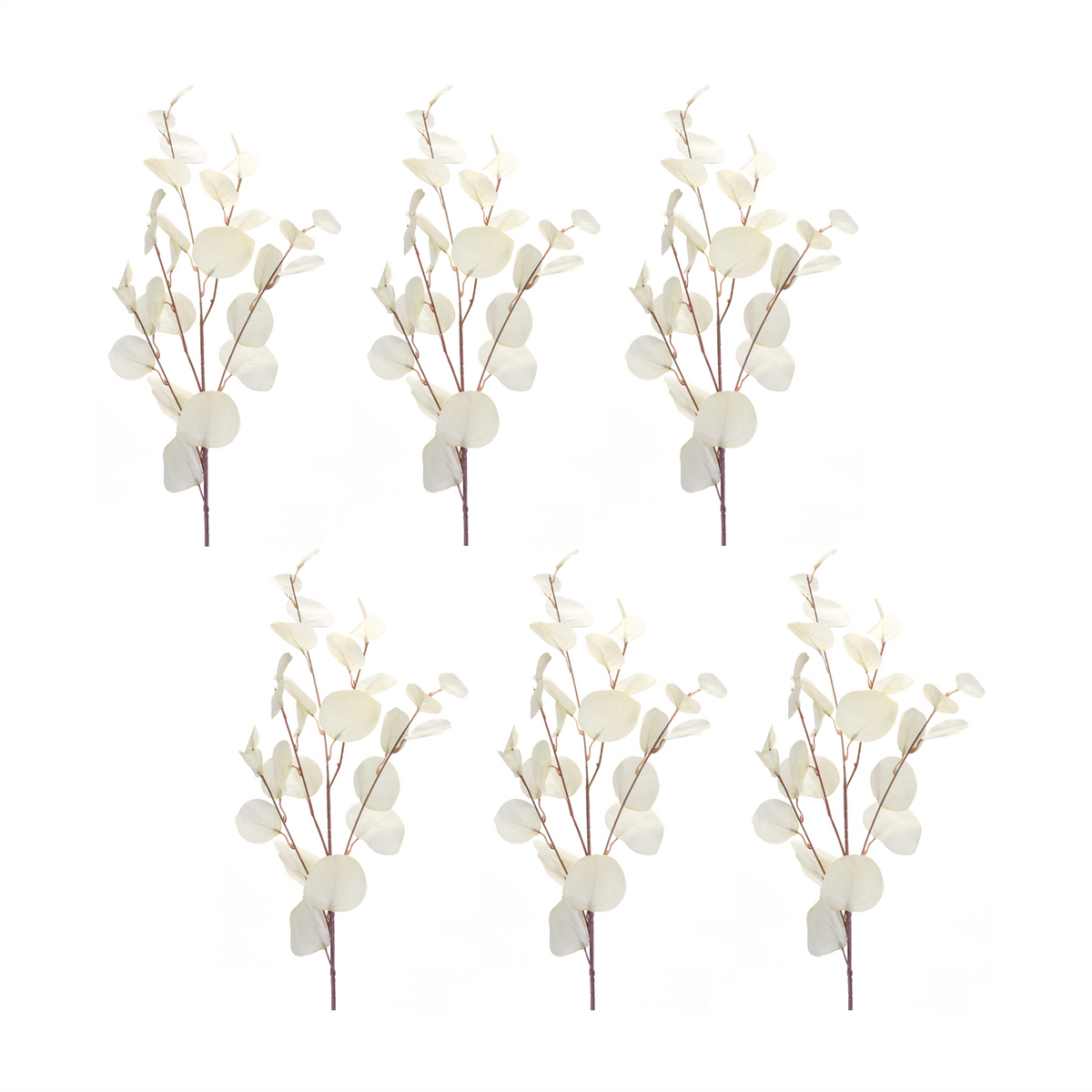 Ivory Silver Dollar Eucalyptus Leaf Spray (Set of 6) -Ship Only