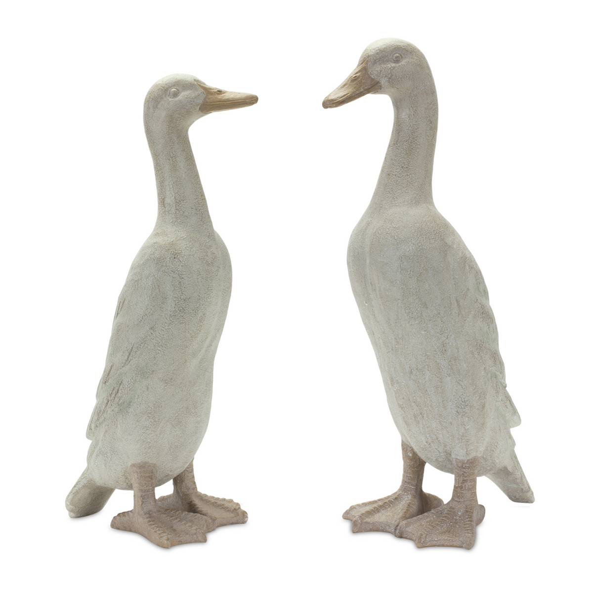 Distressed Stone Standing Duck Garden Statue (Set of 2) -Ship Only