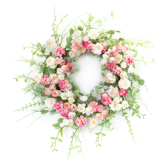 Mixed Peony Floral Wreath 23"D -Ship Only