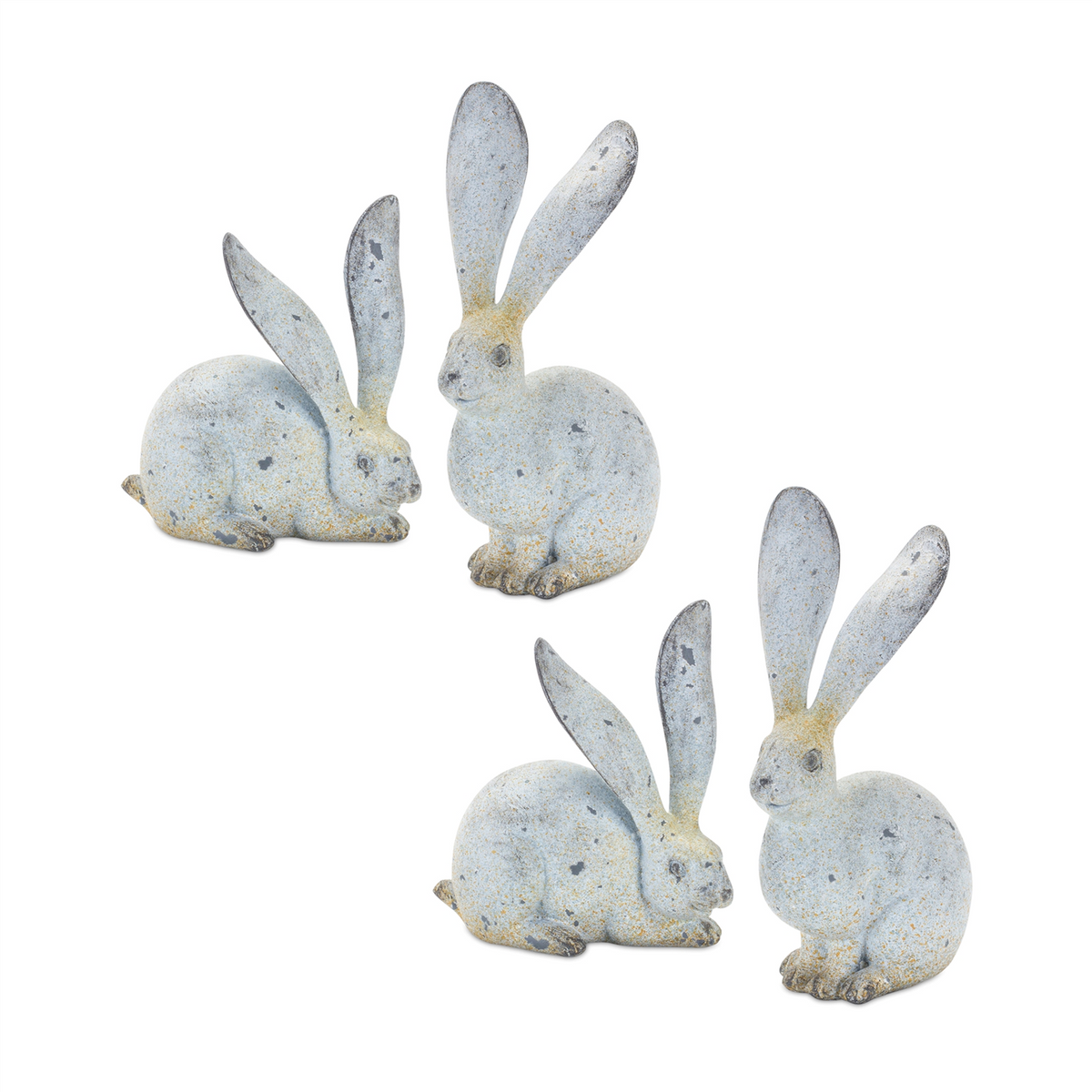 Weathered Stone Rabbit Statue with Distressed Finish (Set of 4) -Ship Only