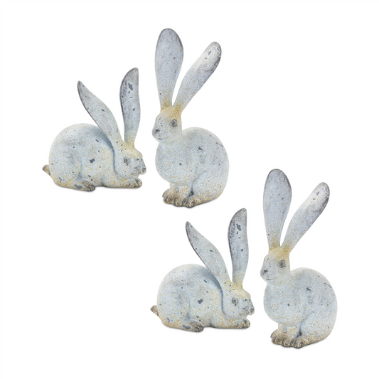 Weathered Stone Rabbit Statue with Distressed Finish (Set of 4) -Ship Only
