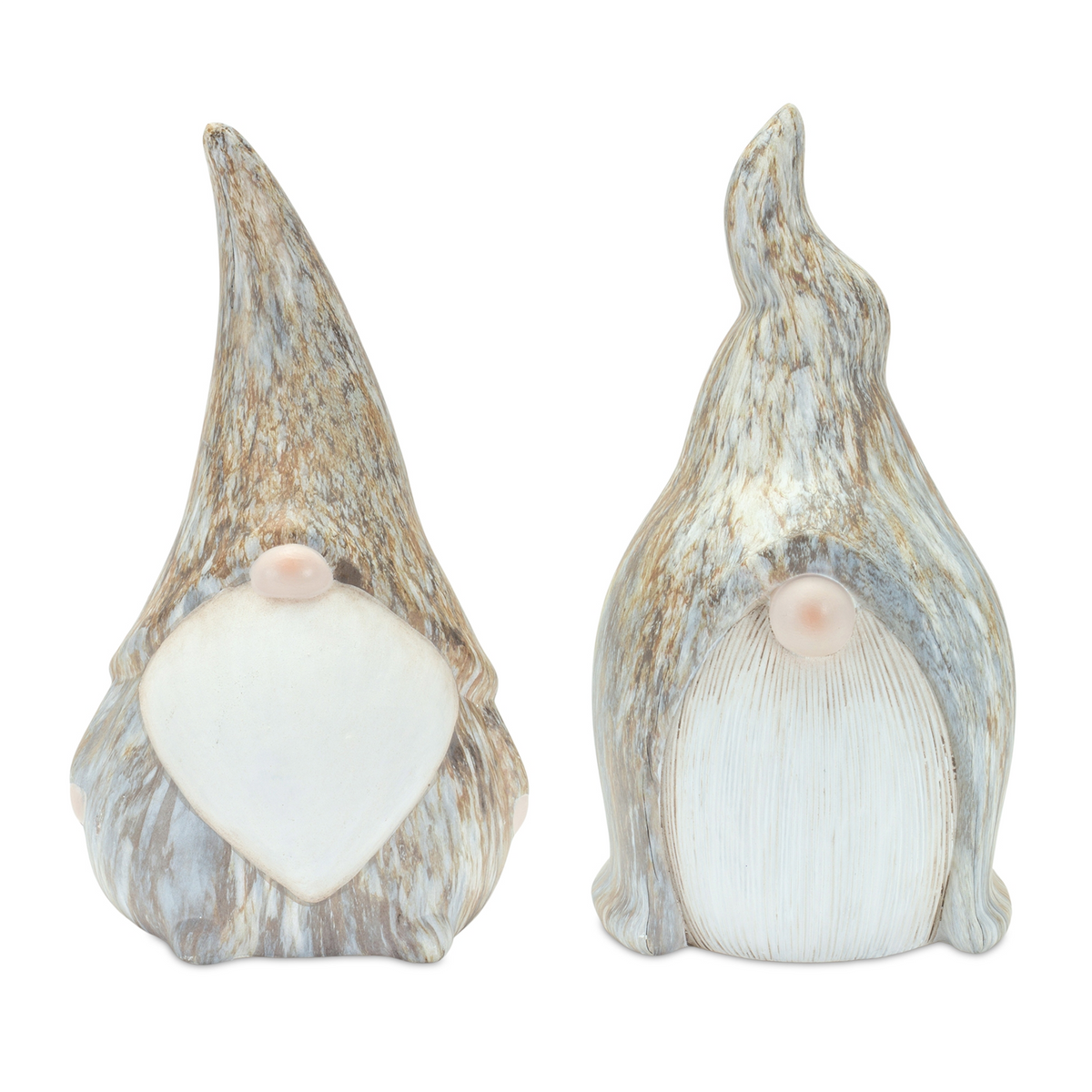 Modern Terra Cotta Gnome Figurine with Marble Finish (Set of 2) -Ship Only