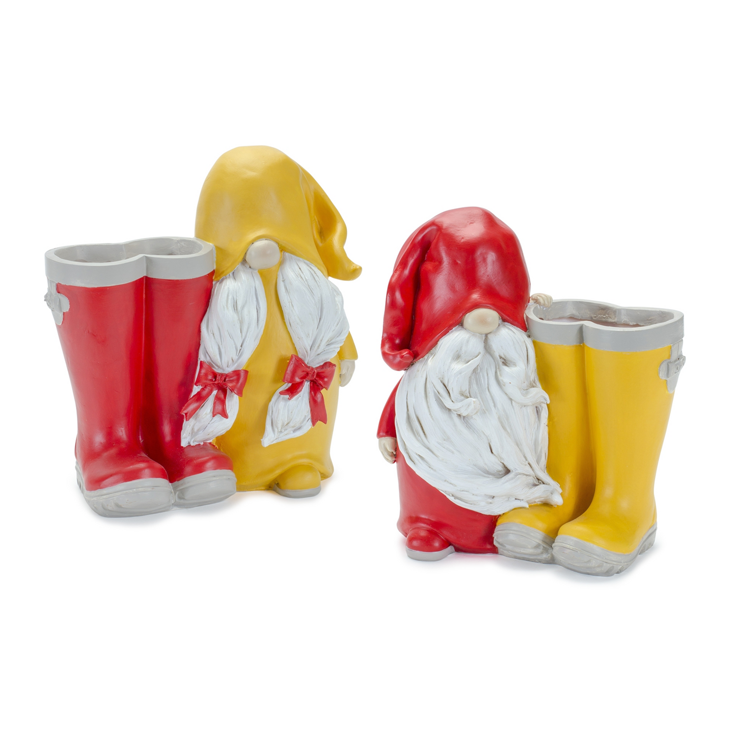 Garden Gnome with Rainboot Platner or Vase (Set of 2) -Ship Only