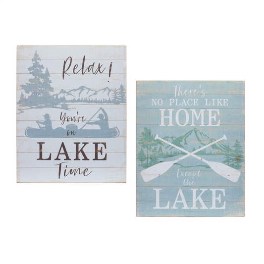 Wooden Lake Life Sentiment Sign (Set of 2) -Ship Only