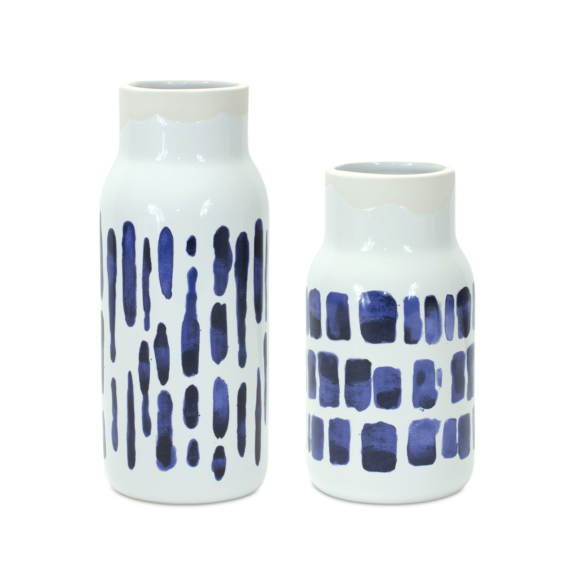 Two-Tone Tie Dye Design Ceramic Vase (Set of 2) -Ship Only