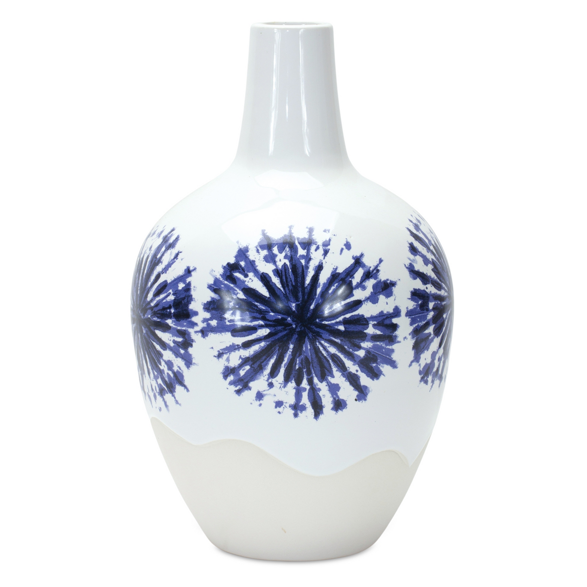 Two-Tone Tie Dye Design Ceramic Vase 11"H -Ship Only