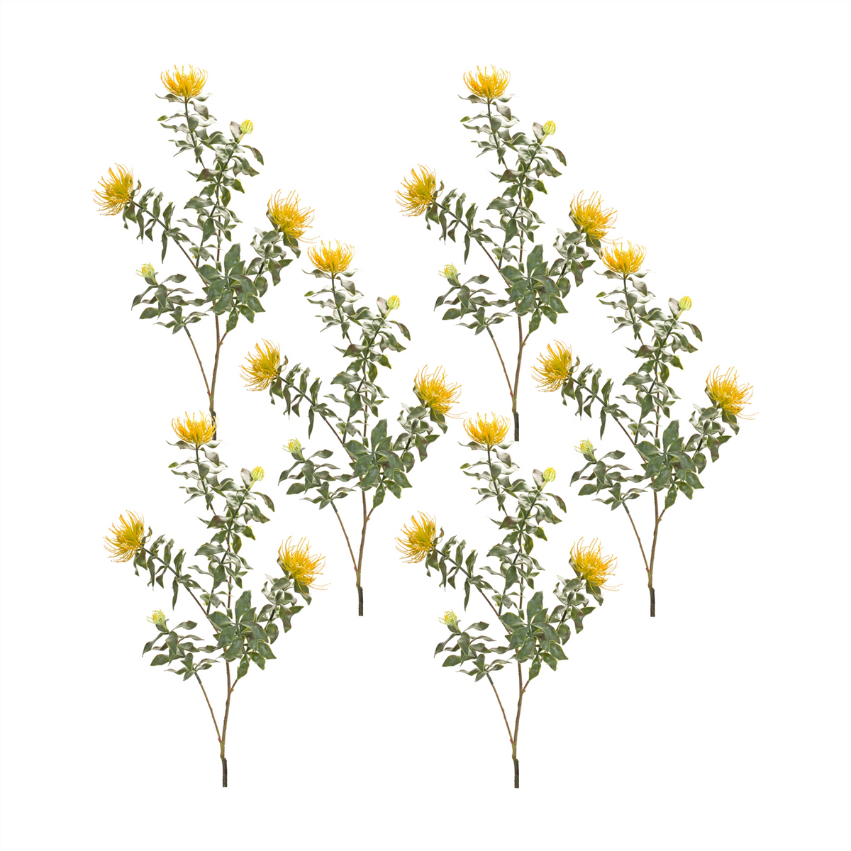 Yellow Flocked Protea Spray (Set of 6) -Ship Only